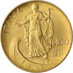 1321R 100 lire 1931 IX Italia marinara 5° tipo Roma Oro