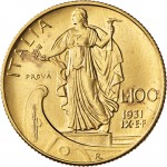 2572R 100 lire 1931 Anno IX Italia marinara Roma Oro Prova