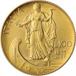 1324R 100 lire 1933 XI Italia marinara 5° tipo Roma Oro