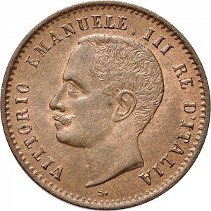 1551D 2 centesimi 1907 Valore entro semicorona di alloro e quercia Roma Rame