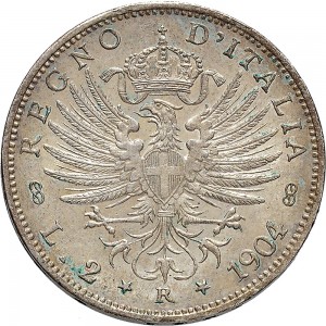 1396R 2 lire 1904 Aquila spiegata Roma Argento