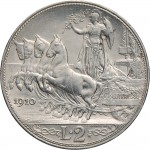 1401R 2 lire 1910 Italia su quadriga veloce 2° tipo Roma Argento