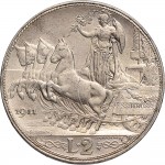 1402R 2 lire 1911 Italia su quadriga veloce 2° tipo Roma Argento
