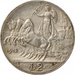 1403R 2 lire 1912 Italia su quadriga veloce 2° tipo Roma Argento