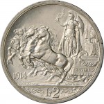 1405R 2 lire 1914 Italia su quadriga briosa Roma Argento