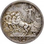 2611R 2 lire 1914 Italia su quadriga briosa Roma Argento Prova