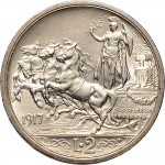 1408R 2 lire 1917 Italia su quadriga briosa Roma Argento