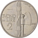 2613R 2 lire 1923 Fascio littorio Roma Nichelio Prova