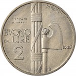 2614R 2 lire 1923 Fascio littorio Roma Nichelio Prova