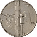 1411R 2 lire 1925 Fascio littorio Roma Nichelio
