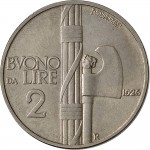 1412R 2 lire 1926 Fascio littorio Roma Nichelio
