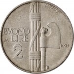 1413R 2 lire 1927 Fascio littorio Roma Nichelio