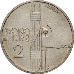 1414R 2 lire 1928 Fascio littorio Roma Nichelio