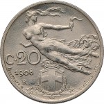 1473R 20 centesimi 1908 Libertà librata Roma Nichelio