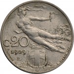 1474R 20 centesimi 1909 Libertà librata Roma Nichelio