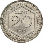 1494R 20 centesimi 1918 Valore entro esagono Roma Nichelio