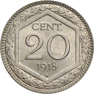 1494R 20 centesimi 1918 Valore entro esagono Roma Nichelio