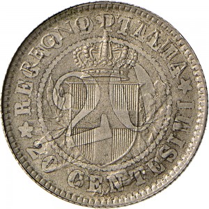 1494D-001P 20 centesimi 1918 Valore entro esagono Roma Nichelio
