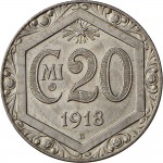 2635R 20 centesimi 1918 Valore entro esagono 2° tipo Roma Nichelio Prova