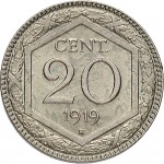 1495R 20 centesimi 1919 Valore entro esagono Roma Nichelio