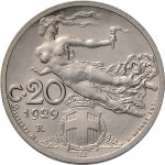 1487R 20 centesimi 1929 Libertà librata Roma Nichelio