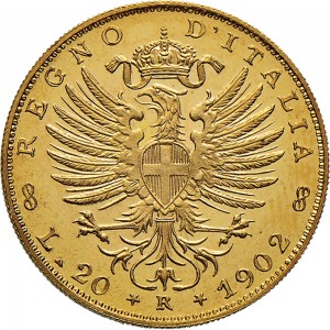 1336R 20 lire 1902 Aquila spiegata Roma Oro