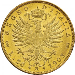 1337R 20 lire 1903 Aquila spiegata Roma Oro