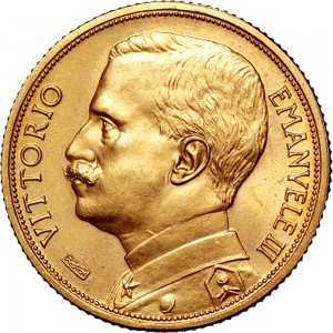 1340D 20 lire 1910 Italia aratrice Roma Oro
