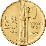 2577R 20 lire 1923 Fascio littorio Roma Oro Prova