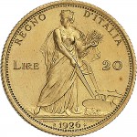 1342R 20 lire 1926 Italia aratrice Roma Oro