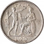1345R 20 lire 1927 V Giovane e Italia genitrice 1° tipo Roma Argento