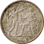 2578R 20 lire 1927 Anno V Littore e Italia genitrice Roma Argento Prova