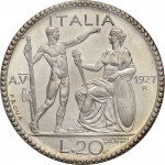 2579R 20 lire 1927 Anno V Littore e Italia genitrice Roma Argento Prova