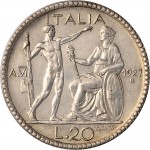 1346R 20 lire 1927 VI Giovane e Italia genitrice 1° tipo Roma Argento
