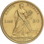 1343R 20 lire 1927 Italia aratrice Roma Oro