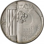 1354R 20 lire 1928 VI Fascio littorio 2° tipo Roma Argento
