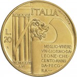 1762R 20 lire 1928 VI Fascio littorio Roma Oro