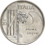 2582R 20 lire (1928) Fascio littorio 1° tipo Roma Argento Prova