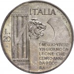 2583R 20 lire 1928 VI Fascio littorio 2° tipo Roma Argento Prova