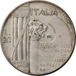 2585R 20 lire 1928 VI Fascio littorio 3° tipo Roma Argento Prova