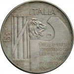 2586R 20 lire 1928 VI Fascio littorio 3° tipo Roma Argento Prova