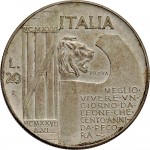 2587R 20 lire 1928 VI Fascio littorio 6° tipo Roma Argento Prova