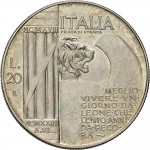2588R 20 lire 1928 VI Fascio littorio 6° tipo Roma Argento Prova