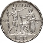 1348R 20 lire 1929 VII Giovane e Italia genitrice 1° tipo Roma Argento