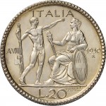1349R 20 lire 1930 VIII Giovane e Italia genitrice 1° tipo Roma Argento