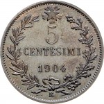 1518R 5 centesimi 1904 Valore entro semicorona di alloro e quercia 1° tipo Roma Rame