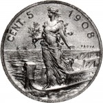 2646R 5 centesimi 1908 Italia marinara 2° tipo Roma Bronzo Prova