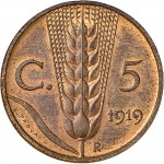 2652R 5 centesimi 1919 Spiga 5° tipo Roma Bronzo Prova