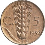1542R 5 centesimi 1932 Spiga 2° tipo Roma Rame