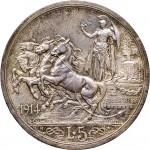 1376R 5 lire 1914 Italia su quadriga Roma Argento